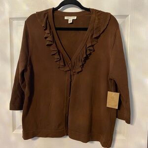 Coldwater Creek Women's Brown Ruffle Sweater